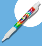 A tie-dye pen that reads "Feeling So Good at Victory Junction."