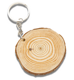 Back of wooden keychain that is blank.